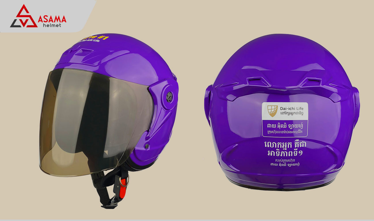 Mũ 3/4 kính phủ in logo thương hiệu