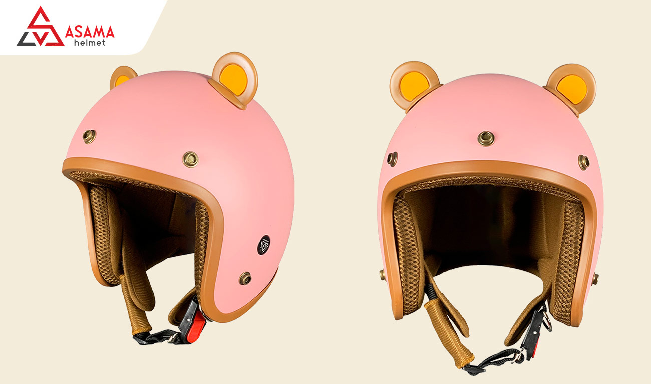 Nón bảo hiểm 3/4 cho nữ hồng pastel