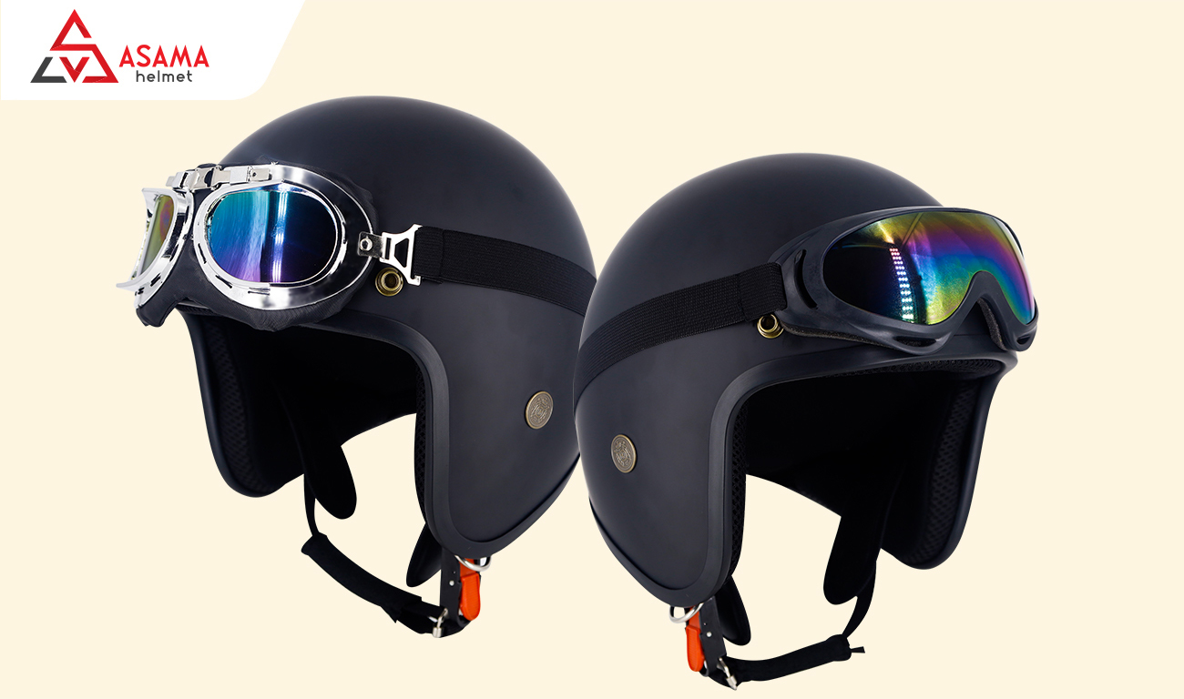 Nón 3/4 cho nam kết hợp kính phi công