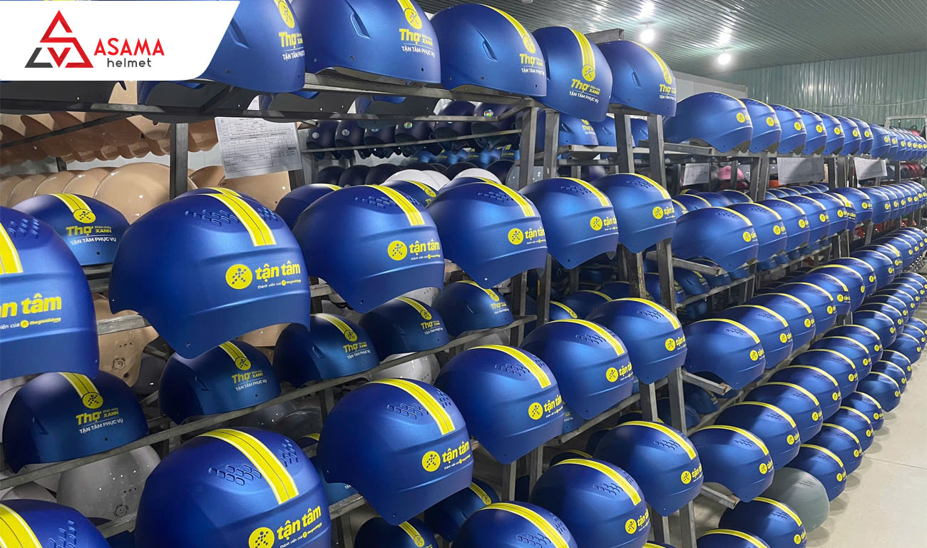 Nón bảo hiểm 1/2 có kinh in logo thương hiệu số lượng lớn