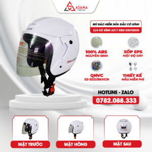 Mũ bảo hiểm 3/4 có kính A317 Kieu HIKVision