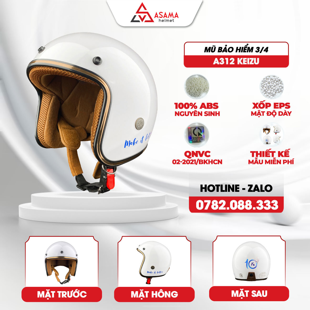 Mũ bảo hiểm 3/4 A312 Keizu