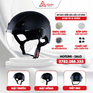 Mũ bảo hiểm nửa đầu có kính A105 TH Á Châu
