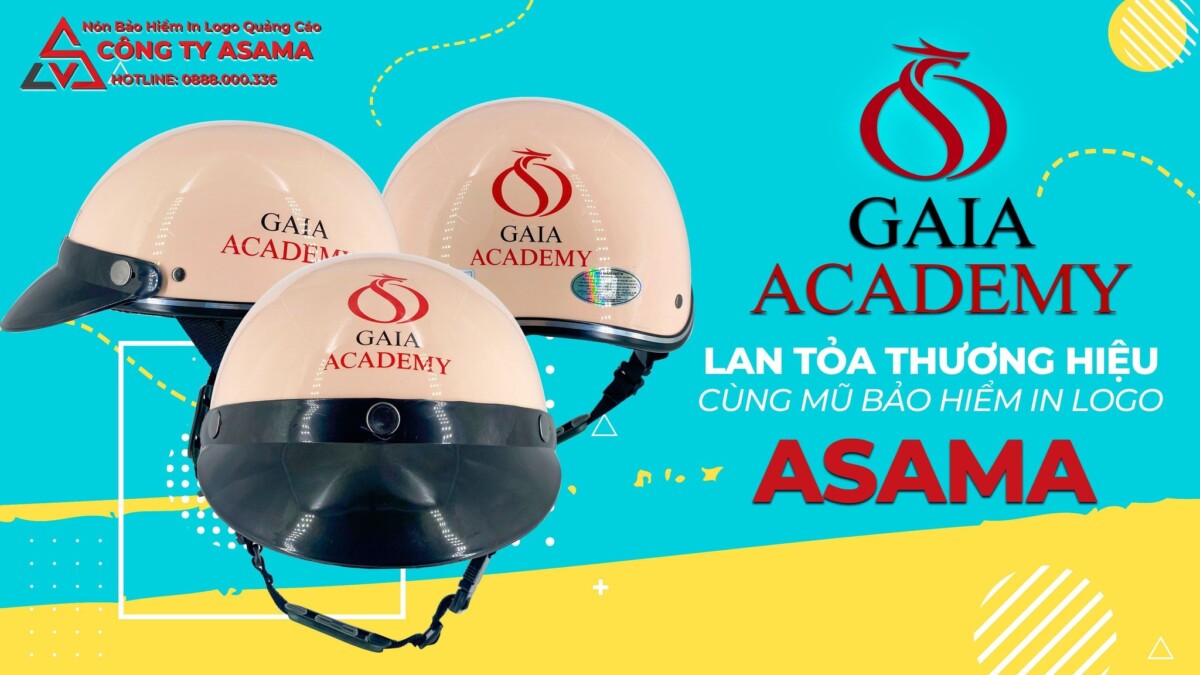 Mũ bảo hiểm in logo của thương hiệu Gaia Academy
