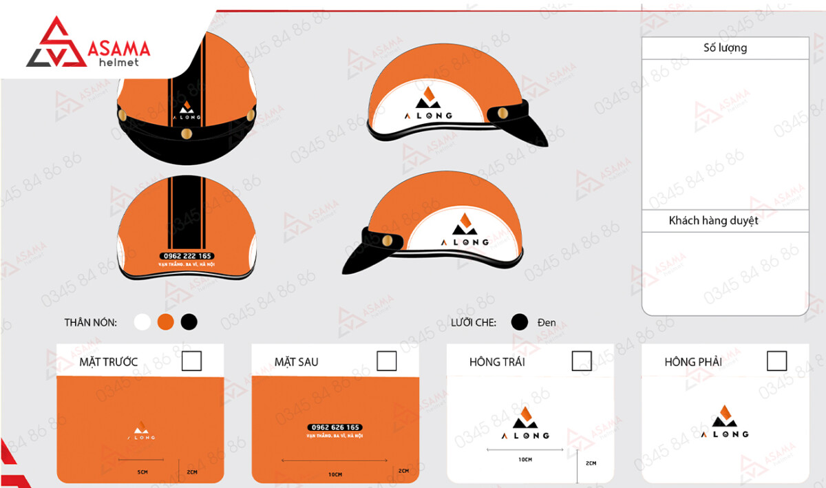 Logo và thông điệp trên nón bảo hiểm quảng cáo được thiết kế rõ ràng, bắt mắt giúp gây chú ý với mọi người