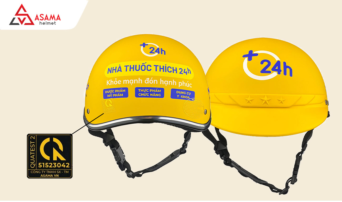 Nón bảo hiểm in logo đạt chuẩn do xưởng ASAMA Helmet sản xuất