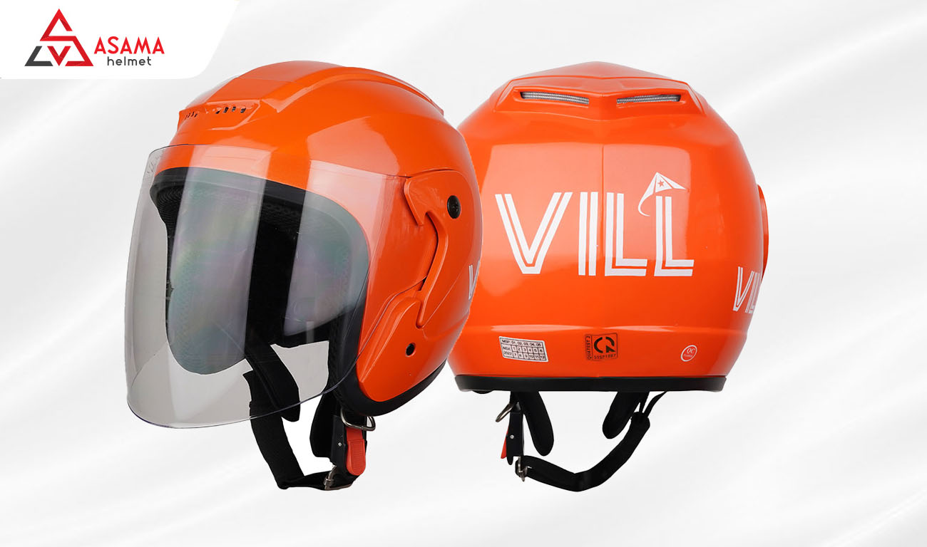 Nón 3/4 có kính in logo doanh nghiệp