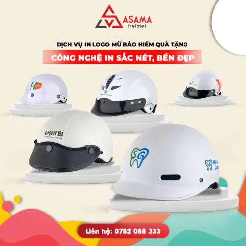 In Logo Mũ Bảo Hiểm Theo Yêu Cầu Doanh Nghiệp Chuẩn Thương Hiệu