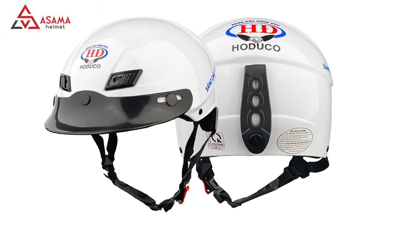 Nón bảo hiểm in logo màu trắng không kính