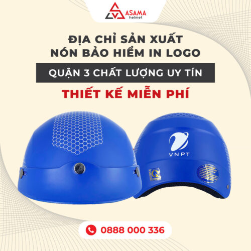 Nón bảo hiểm in logo khu vực Quận 3 cũ, TP.HCM - Phù hợp văn phòng và dịch vụ