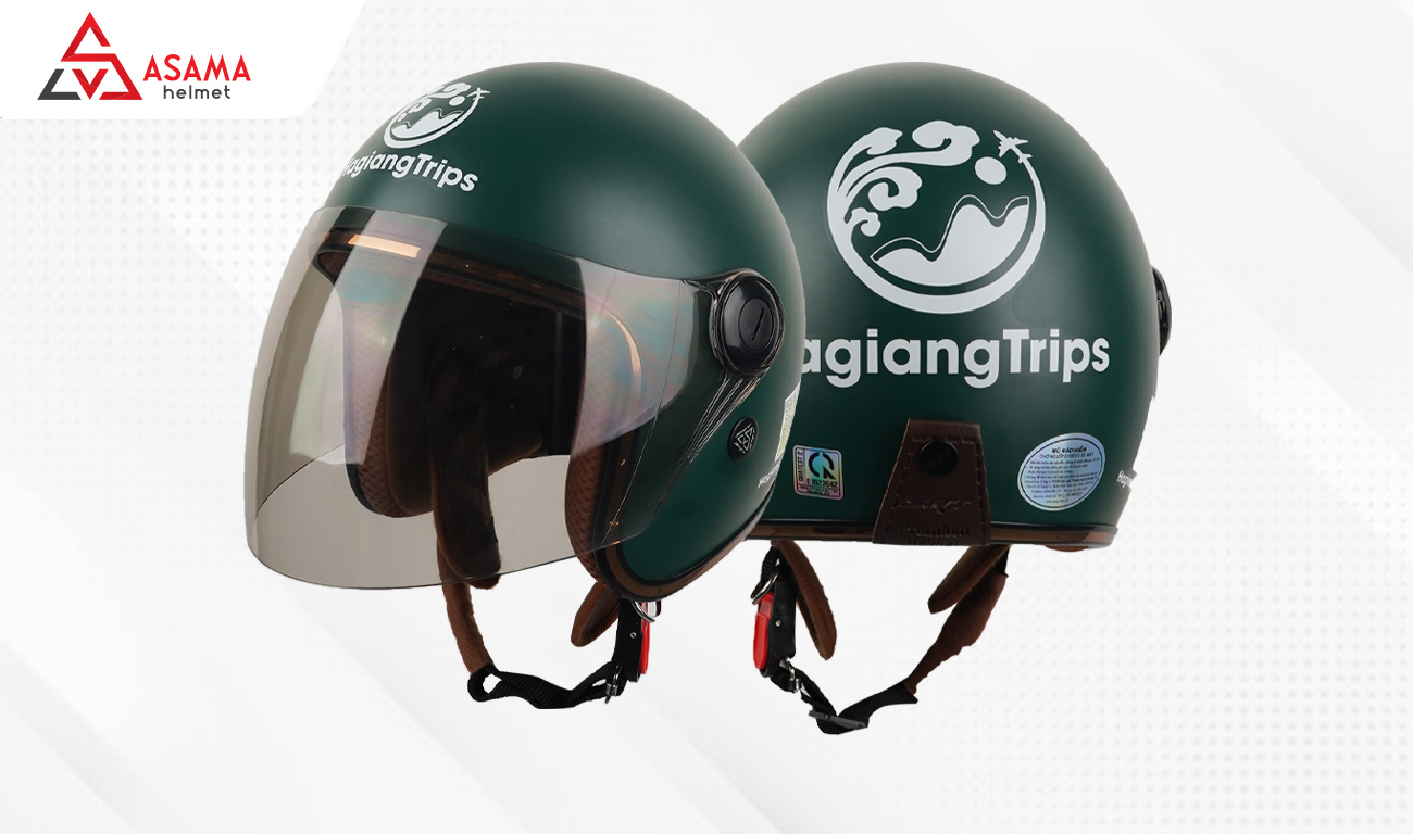 Nón 3/4 cute có kính in logo cho doanh nghiệp