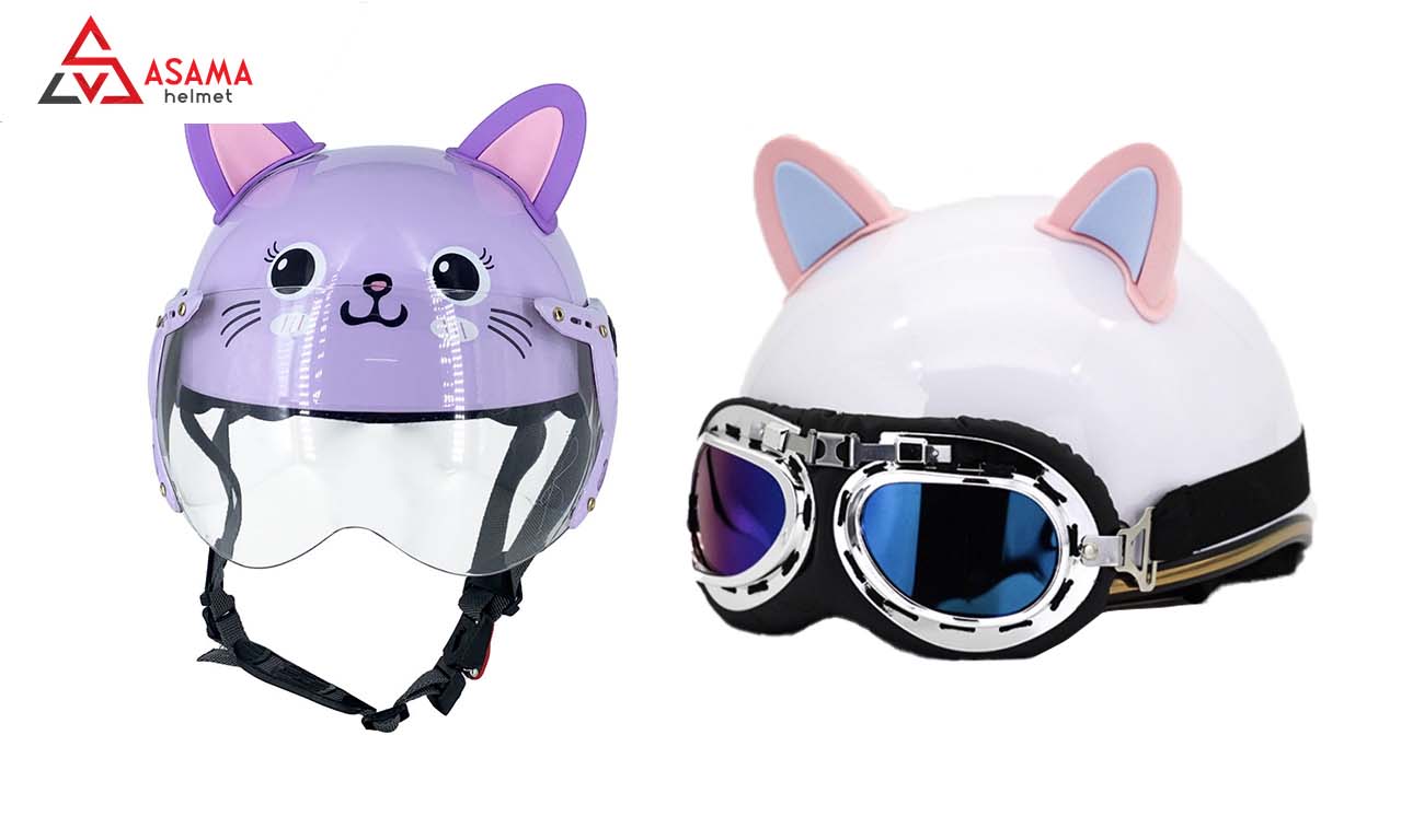 Phụ kiện kính và tai thỏ gắn nón bảo hiểm xinh xắn