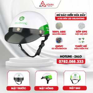 Mũ bảo hiểm nửa đầu A103 Đèn Led GSLIGHTING