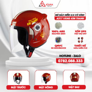 Mũ bảo hiểm 3/4 có kính A317 Vàng Kim Thanh