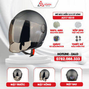 Mũ bảo hiểm 3/4 có kính A317 KS10