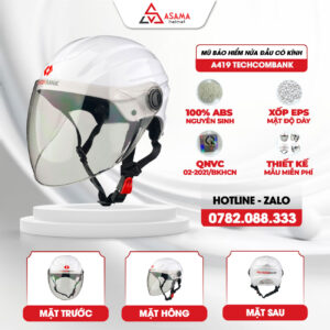 Mũ bảo hiểm nửa đầu có kính A419 Techcombank