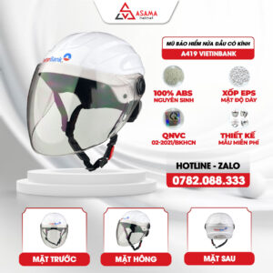 Mũ bảo hiểm nửa đầu có kính A419 Vietinbank
