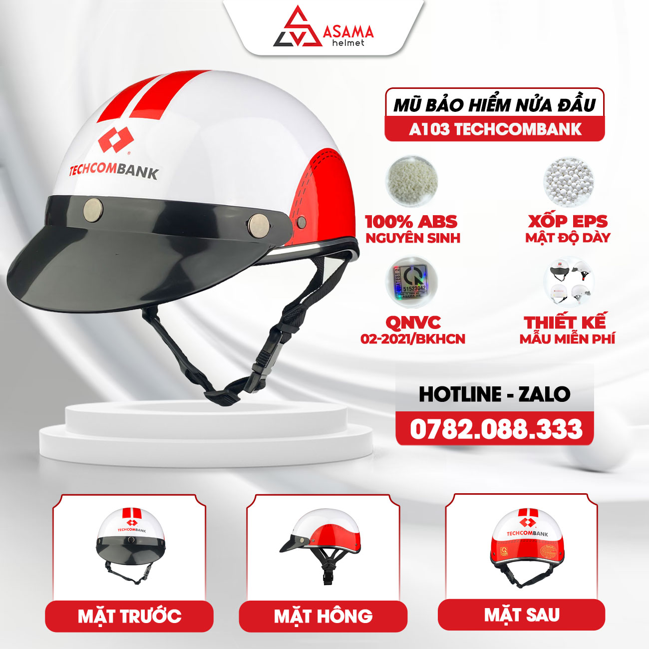 Mũ bảo hiểm nửa đầu A103 Techcombank