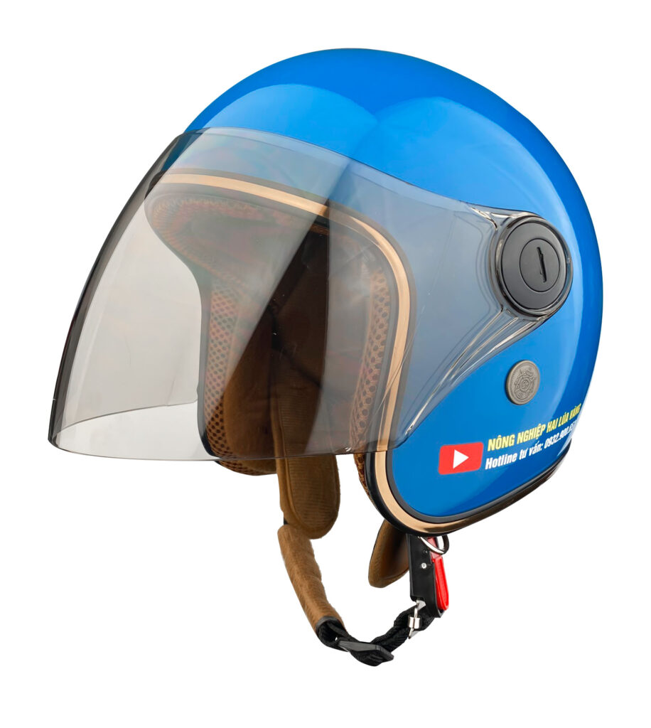 Mũ bảo hiểm 3/4 có kính A317 Hai Lúa Vàng xanh bóng