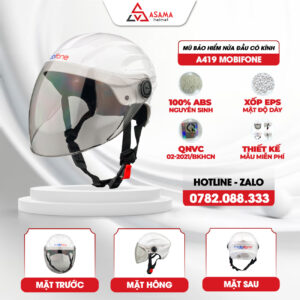 Mũ bảo hiểm nửa đầu có kính A419 Mobifone