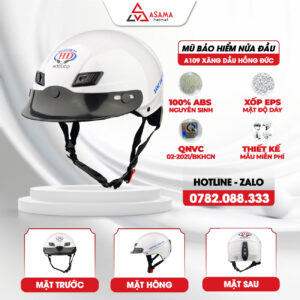 Mũ bảo hiểm nửa đầu A109 Xăng dầu Hồng Đức