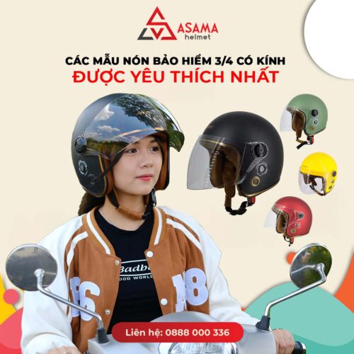 Các mẫu nón bảo hiểm 3/4 có kính được yêu thích nhất