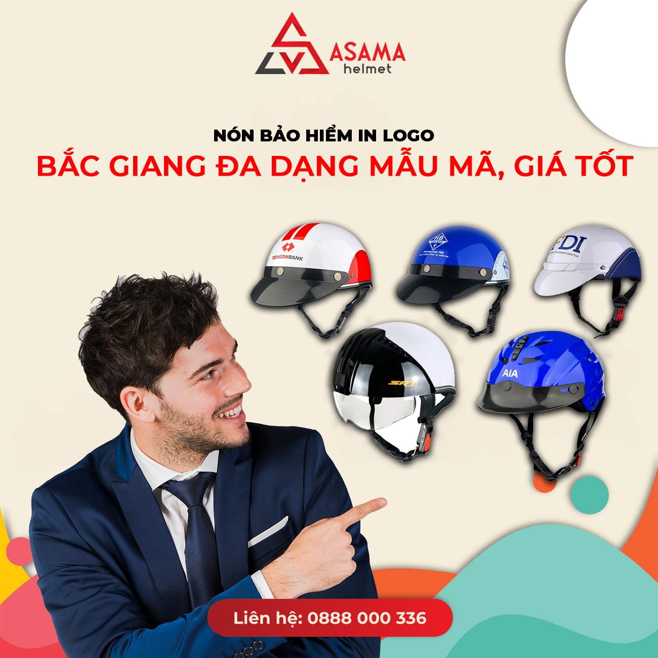 Nón bảo hiểm in logo Bắc Giang đa dạng mẫu mã, giá tốt