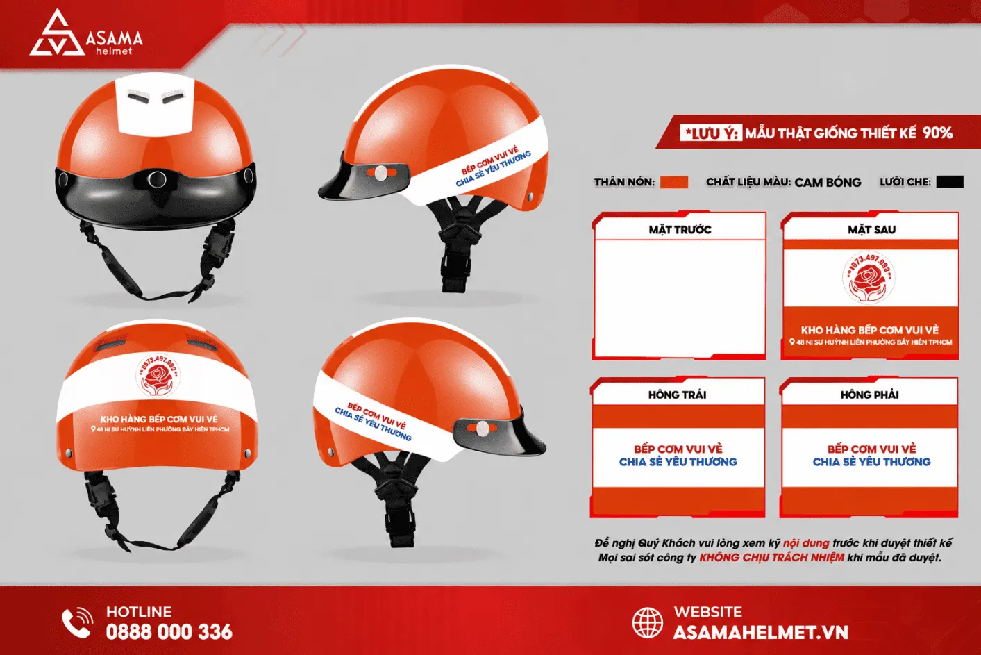 Thể hiện logo trên maket nón bảo hiểm 1/2 từ ASAMA Helmet