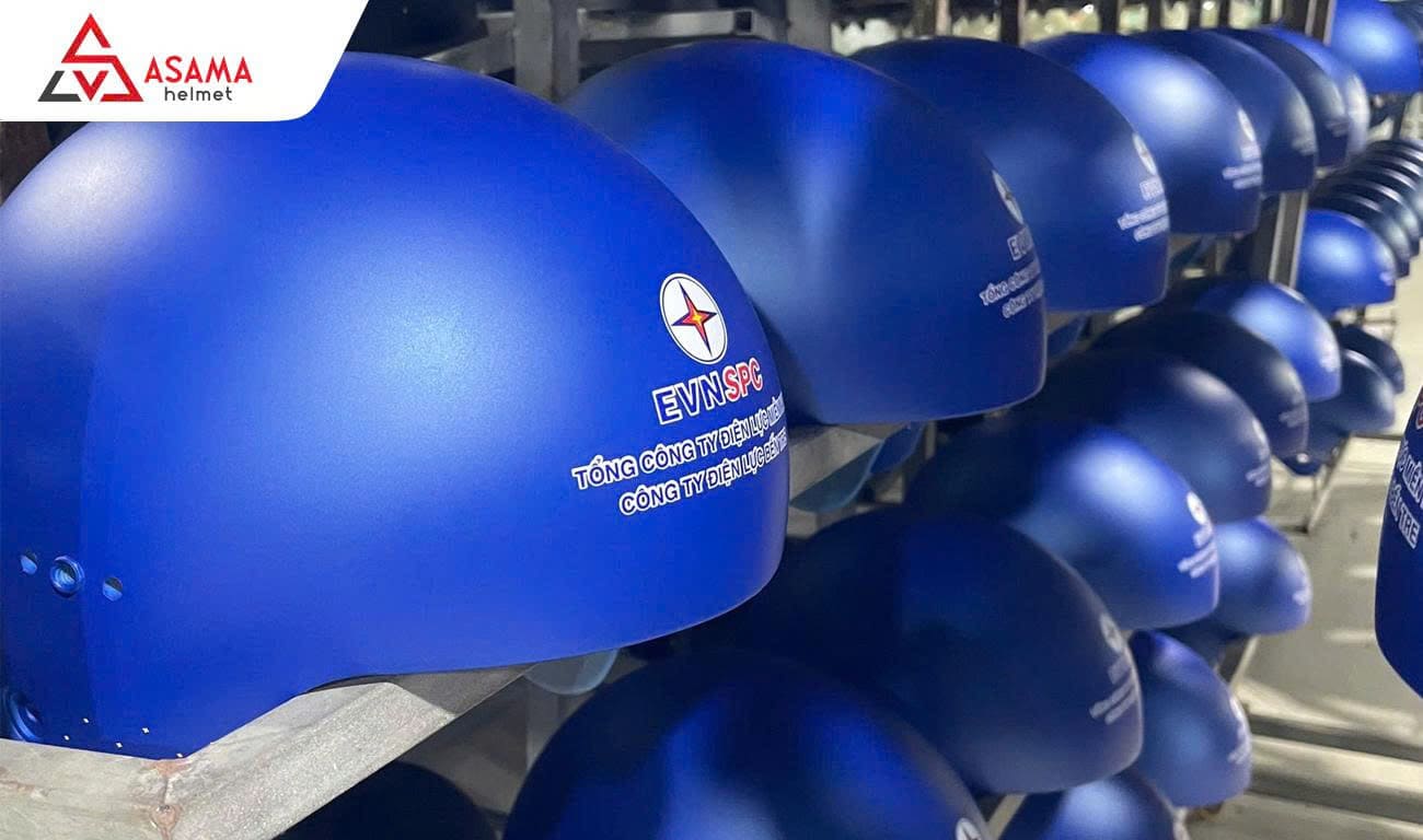 Sản xuất nón bảo hiểm in logo Bến Tre ngành điện lực