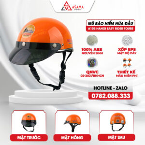 Mũ bảo hiểm nửa đầu A103 Hanoi Easy Rider Tours