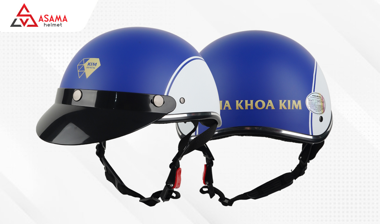 Mũ bảo hiểm quà tặng in logo thương hiệu Nha khoa Kim