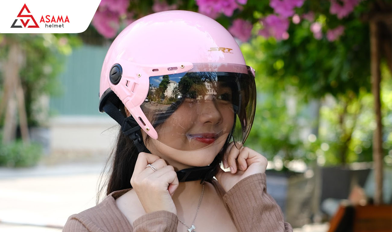 Mũ bảo hiểm nửa đầu có kính cho nữ