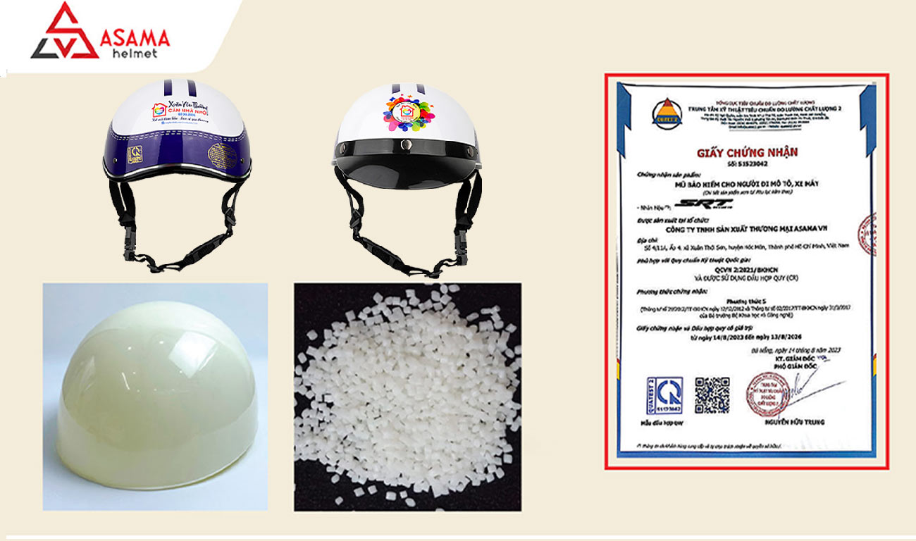 Nón ASAMA làm từ nhựa ABS nguyên sinh đạt kiểm định