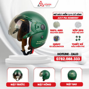 Mũ bảo hiểm 3/4 có kính A317 PIA Homestay