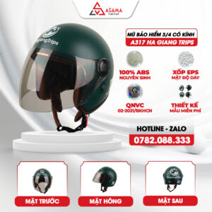 Mũ bảo hiểm 3/4 có kính A317 Ha Giang Trips