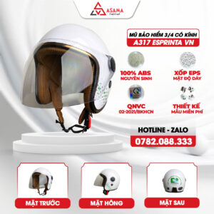 Mũ bảo hiểm 3/4 có kính A317 Esprinta VN