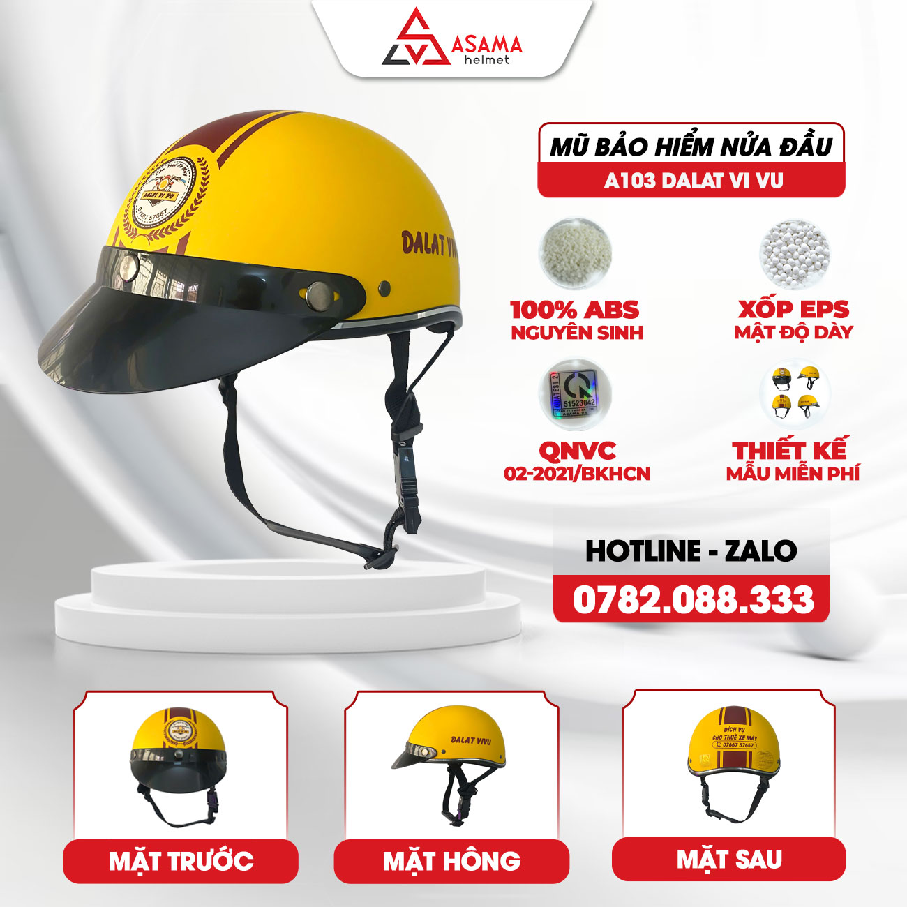 Mũ bảo hiểm nửa đầu A103 Dalat Vi Vu