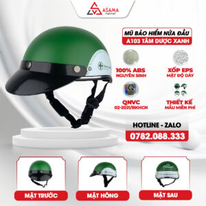 Mũ bảo hiểm nửa đầu A103 Tâm Dược Xanh