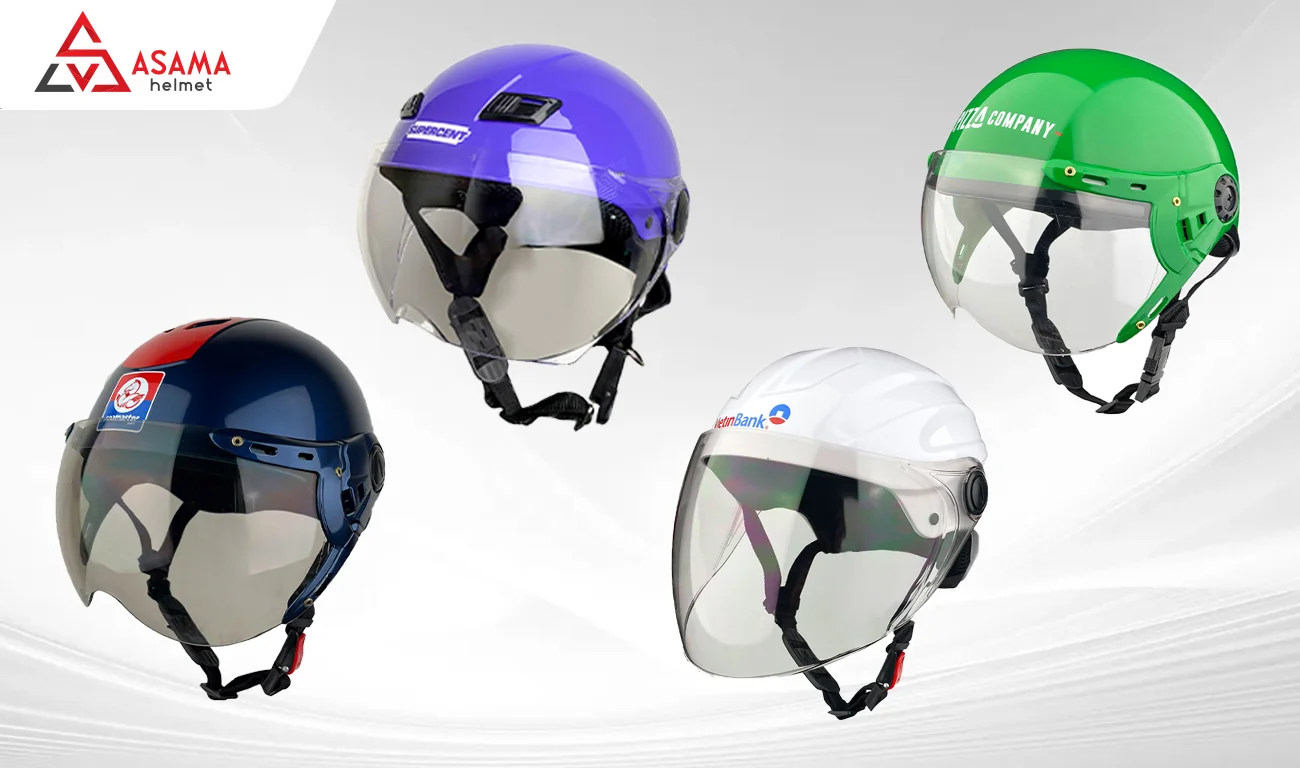 Các loại nón bảo hiểm in logo 1/2 do ASAMA sản xuất
