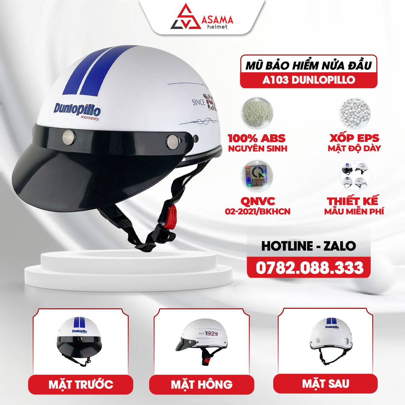 Mũ bảo hiểm nửa đầu A103 Dunlopillo