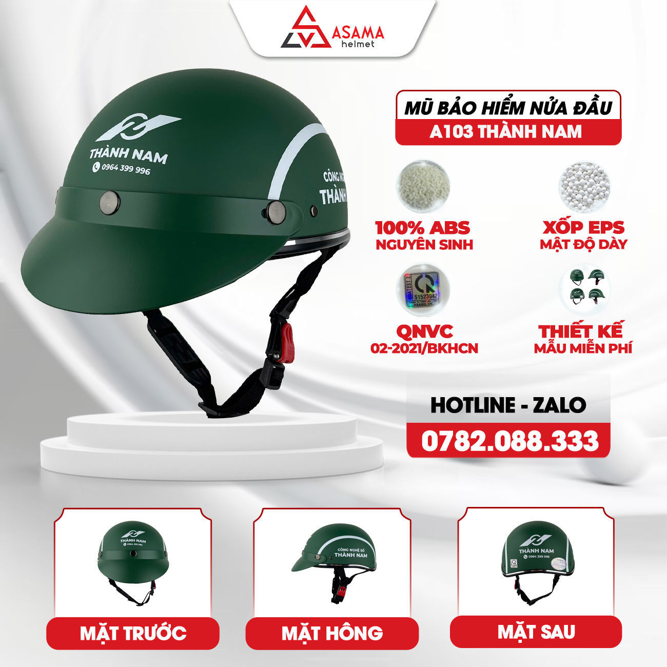 Mũ bảo hiểm nửa đầu A103 Thành Nam