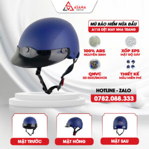 Mũ bảo hiểm nửa đầu A118 Dệt may Nha Trang