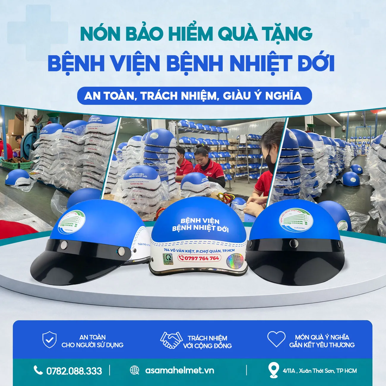 Mũ bảo hiểm quà tặng bệnh viện nhiệt đới