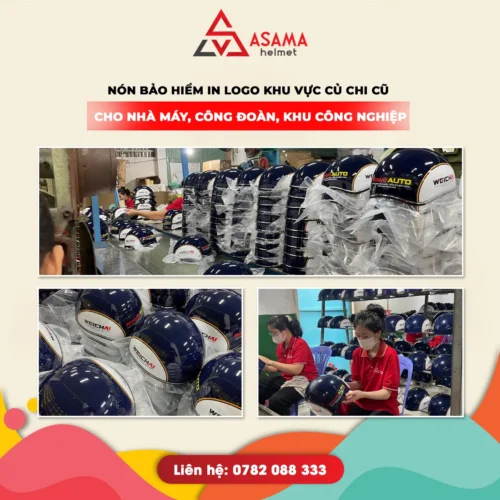 Nón bảo hiểm in logo khu vực Củ Chi cũ - Cho nhà máy, công đoàn, khu công nghiệp